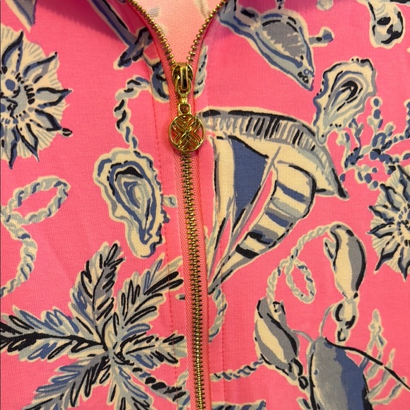 Lilly Pulitzer Vibrant Pink and Blue Eleni UPF 50+ half zip pullover. - Picture 4 of 4
